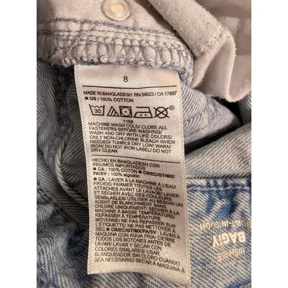 Old Navy Light Blue High Rise Baggy Cargo Pocket Jeans Girls 8 5034
